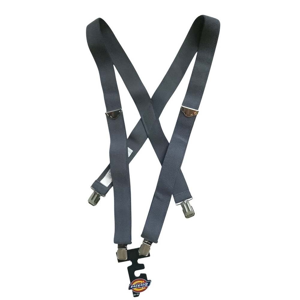 Dickies Elastic Suspenders Belt Men 1X-3X 1S Gray Adjustable 1-1/2" Work ClipOn